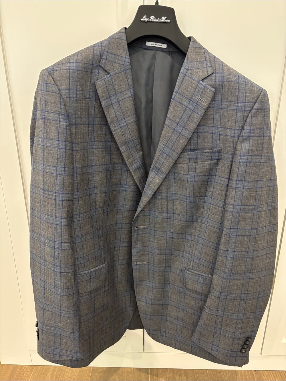 Peter Millar Gray Blazer with Blue Windowpane